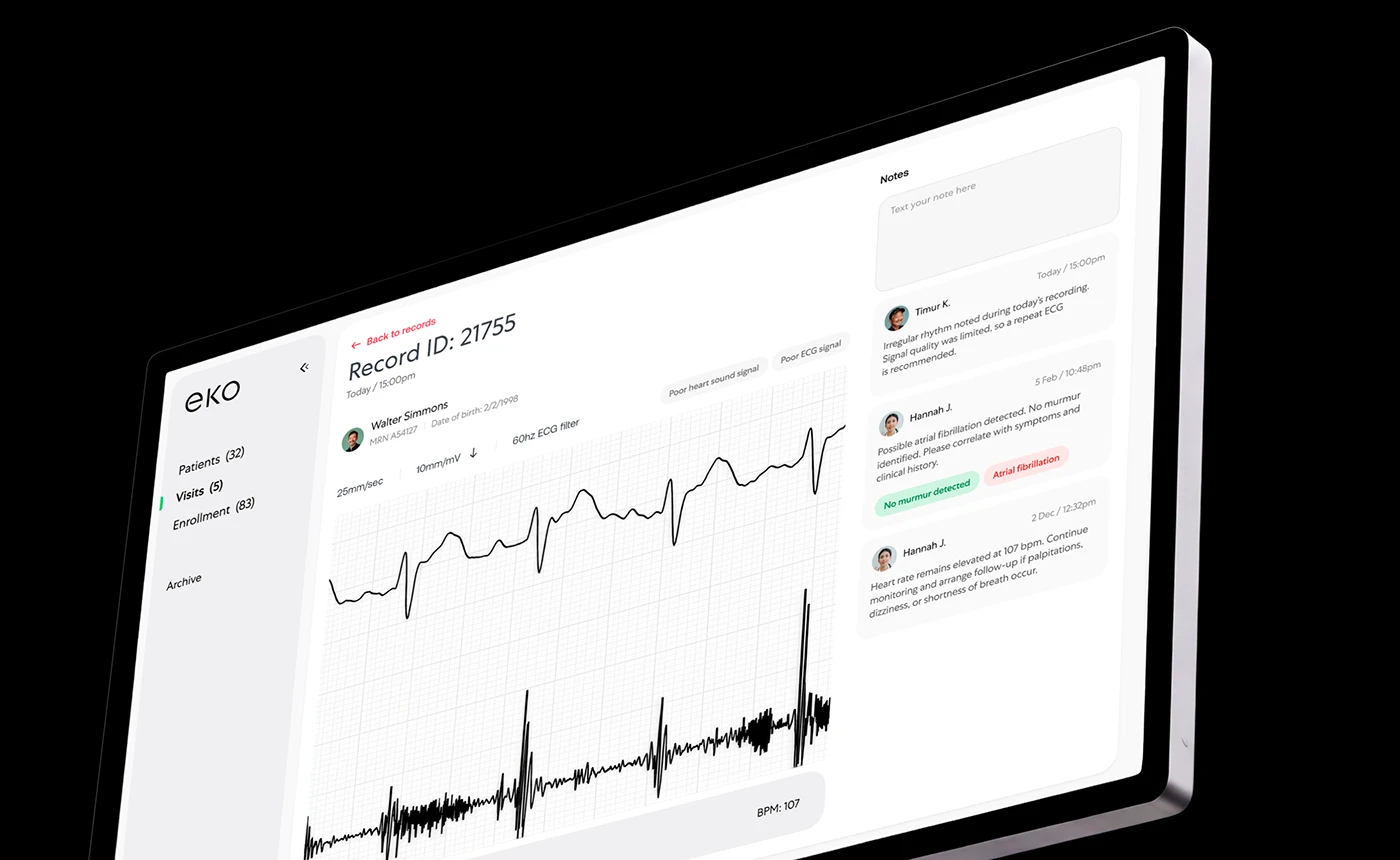 Eko Health UX/UI 분석: 의료진의 판단과 환자의 준비를 연결하는 화면 3